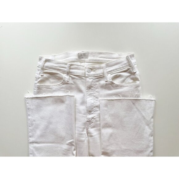 MOTHER The Hustler Ankle Fray Fairest of Them All White Flare Jeans, Size 30 - Picture 12 of 16